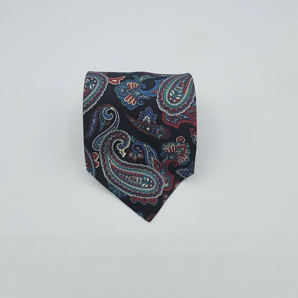 Necktie Mens Vintage Rooster Formal 57" 4"W Black/Red Green Neck Tie Silk Blend